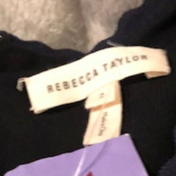 NWT Rebecca Taylor Navy Sleeveless Textured Chevron Dress 2 - Picture 2 of 7